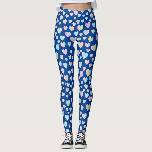 Leggings Elégant Cute Colorful Heart Motif Design (Devant)