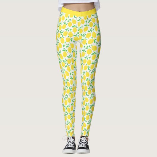 Leggings Élégant Cute Lemon Fruit Jaune Orchard Yoga (Devant)