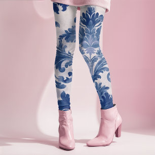 Leggings Élégant damas Bleu toile de jouy