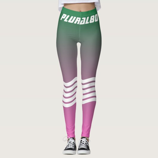 Leggings Elégant dégradé rose vert monogrammé Sporty (Devant)