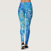 Leggings Élégant Dentelle Fou Agate 6 - Bleu Océan (Dos)