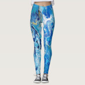 Leggings Élégant Dentelle Fou Agate 6 - Bleu Océan (Devant)