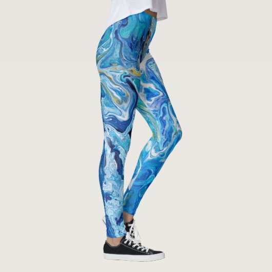 Leggings Élégant Dentelle Fou Agate 6 - Bleu Océan (Droite)