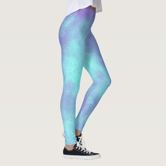 Leggings Elégant effet nuage tempête violet bleu (Droite)