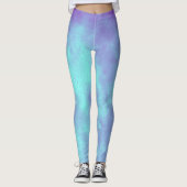 Leggings Elégant effet nuage tempête violet bleu (Devant)