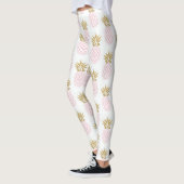 Leggings Élégant faux or motif d'ananas tropical (Gauche)