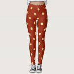 Leggings élégant faux or rouge pois<br><div class="desc">Design pois élégant et moderne.</div>