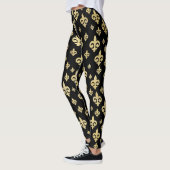 Leggings Élégant Fleur de Lis Noir & Or | Mardi Gras (Gauche)