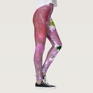 Leggings Elégant flores rose douce hydrangée rose rose