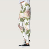 Leggings Élégant floutant rose floral blanc rose (Gauche)