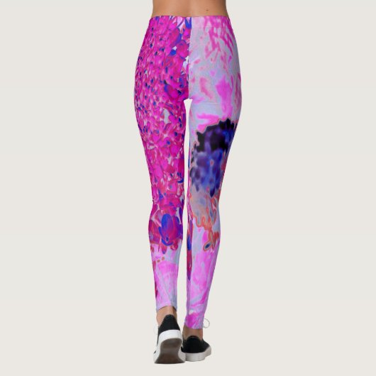 Leggings Elégant Fuchsia et bleu foncé Limelight Hydrangea (Dos)