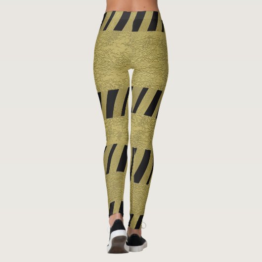 Leggings Elégant Funny Black Gold Stripes Motif (Dos)