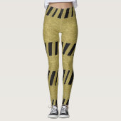 Leggings Elégant Funny Black Gold Stripes Motif (Devant)