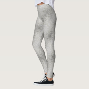 Leggings elegant girly chic grey cream beige white floral