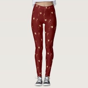 Leggings Elégant Grane Maroon Gold Japonais Line Art