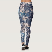 Leggings Elégant Indigo Motif en marbre bleu crème rose Yog (Dos)