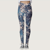 Leggings Elégant Indigo Motif en marbre bleu crème rose Yog (Devant)