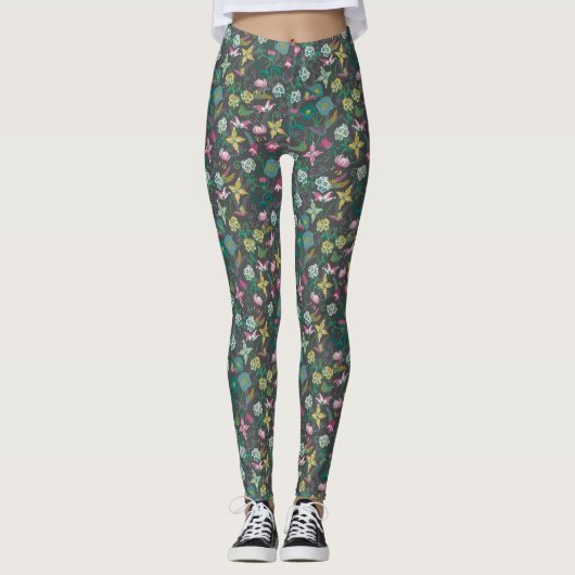 Leggings Élégant jambe florale bohémienne (Devant)