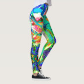 Leggings Élégant kiwi rétro lily fleurs tropicales abstrait (Droite)