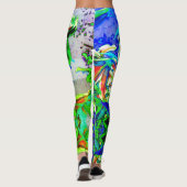 Leggings Élégant kiwi rétro lily fleurs tropicales abstrait (Dos)