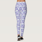 Leggings Élégant Lilac Violet Floral Sur Blanc (Dos)