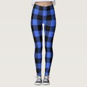 Leggings Élégant Lumberjack Rustique Bleu Buffalo Plaid (Devant)