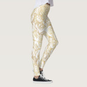 Leggings Élégant Mandala Floral Or Blanc (Droite)