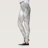Leggings Élégant Marbre Argent Chic (Gauche)