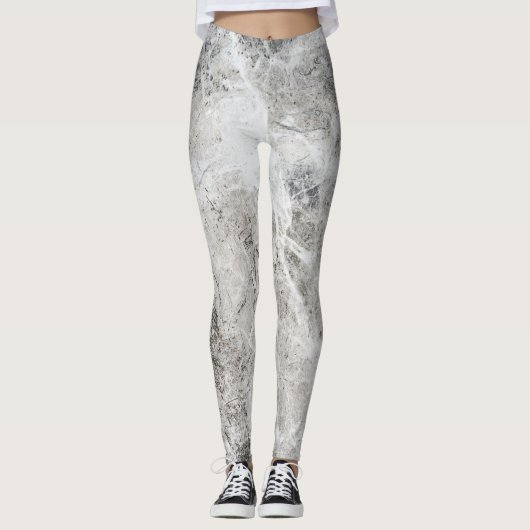 Leggings Élégant Marbre Argent Chic (Devant)