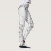 Leggings Elégant marbre blanc gris argenté parties scintill (Droite)