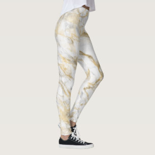 Leggings Elégant marbre gris blanc or