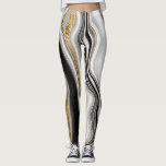 Leggings Elégant Marbre noir blanc élégant<br><div class="desc">Un design moderne en marbre,  des leggings en marbre.</div>