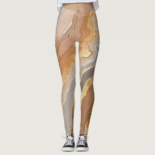 Leggings Elégant Marbre Or : Arrière - plan stylisé.