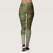 Leggings Élégant Marbre Vert Olive et Or (Dos)