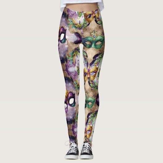 Leggings Elégant Masque Mardi Gras (Devant)