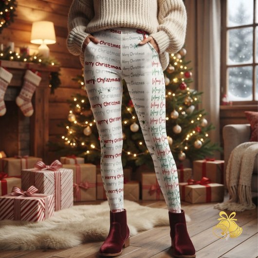 Leggings Elegant Merry Christmas Typography