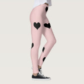 Leggings Élégant mignon noir et rougissant motif de coeur r (Droite)