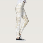 Leggings Elégant moderne blanc gris or marbre floral (Droite)