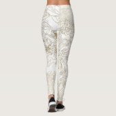 Leggings Elégant moderne blanc gris or marbre floral (Dos)