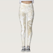 Leggings Elégant moderne blanc gris or marbre floral (Devant)