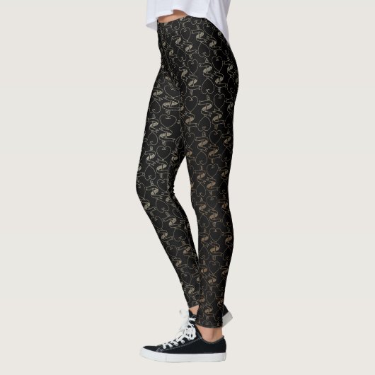 Leggings Elégant moderne Gold Hearts et Keys Motif | (Gauche)