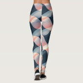 Leggings Élégant Motif 3D Wave en Turquoise, Rose et crème (Dos)