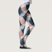Leggings Élégant Motif 3D Wave en Turquoise, Rose et crème (Droite)