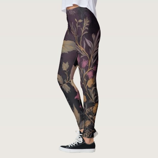 Leggings élégant motif à fleurs foncées (Gauche)