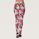 Leggings Élégant Motif à fleurs rose et blanc Impatiens (Dos)