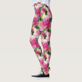 Leggings Élégant Motif à fleurs rose et blanc Impatiens (Gauche)