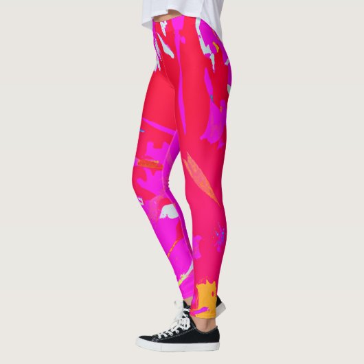 Leggings Élégant Motif Abstrait rose (Gauche)