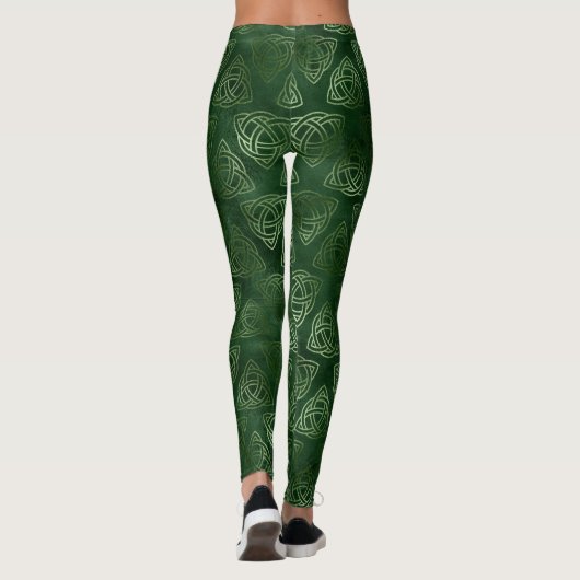 Leggings Élégant Motif celtique irlandais vert et or (Dos)