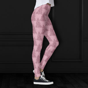 Leggings Élégant Motif d'arbre Dusty Mauve Rose Noël