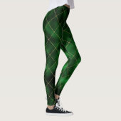 Leggings Élégant Motif de Carré de Diamant Vert Vert Or Mod (Droite)